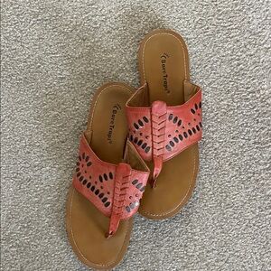 BareTraps Coral and Tan Sandals